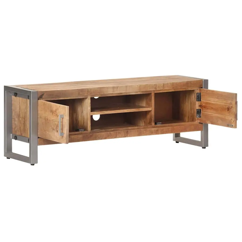 TV Cabinet 120x30x40 cm Rough Mango Wood Industrial Style Media Storage Unit