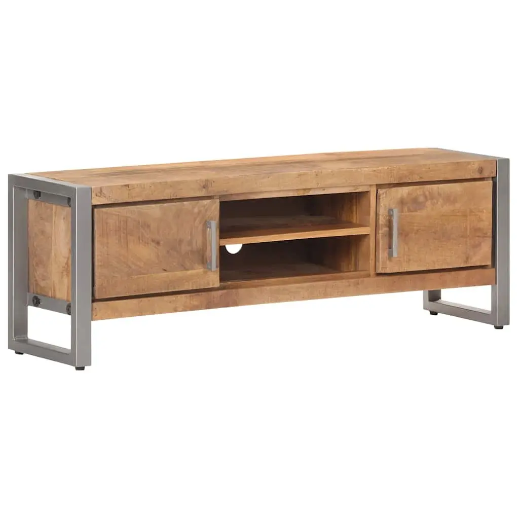 TV Cabinet 120x30x40 cm Rough Mango Wood Industrial Style Media Storage Unit