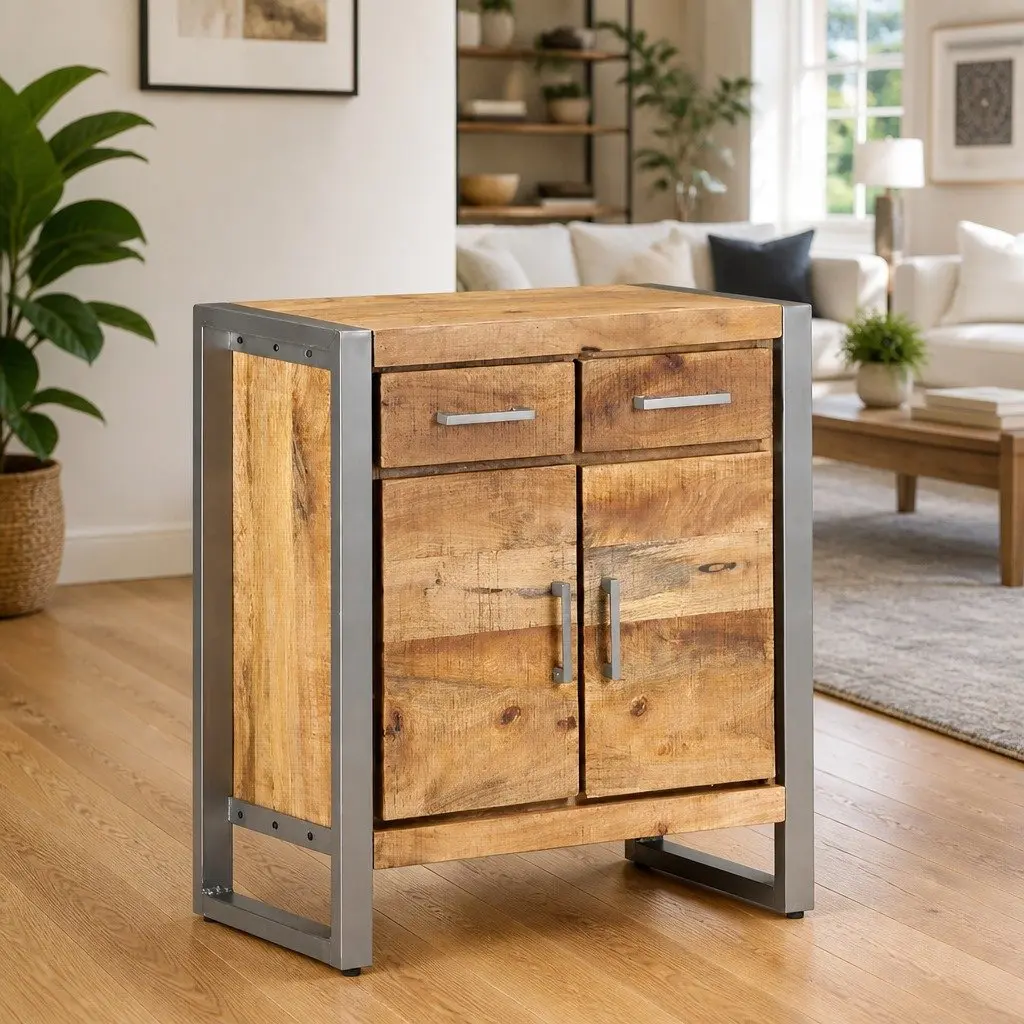 Sideboard Storage Cabinet in Brown Mango Wood