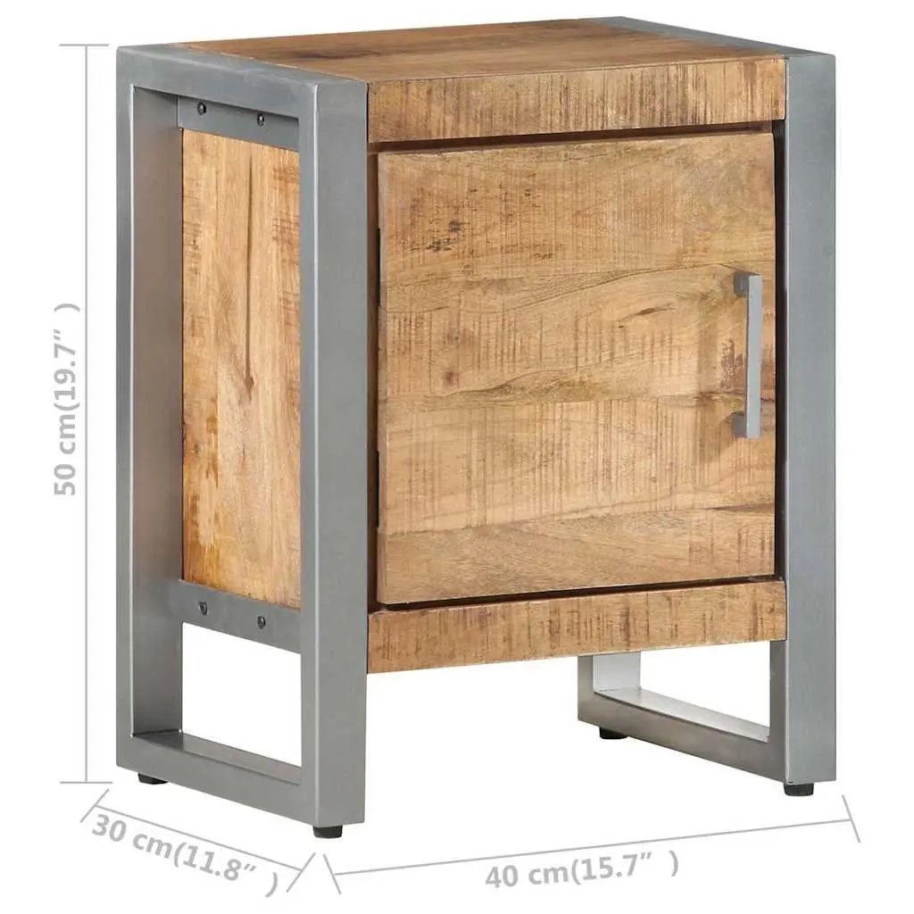 Bedside Cabinet 40x30x50 cm Rough Mango Wood Nightstand Side Table with Door