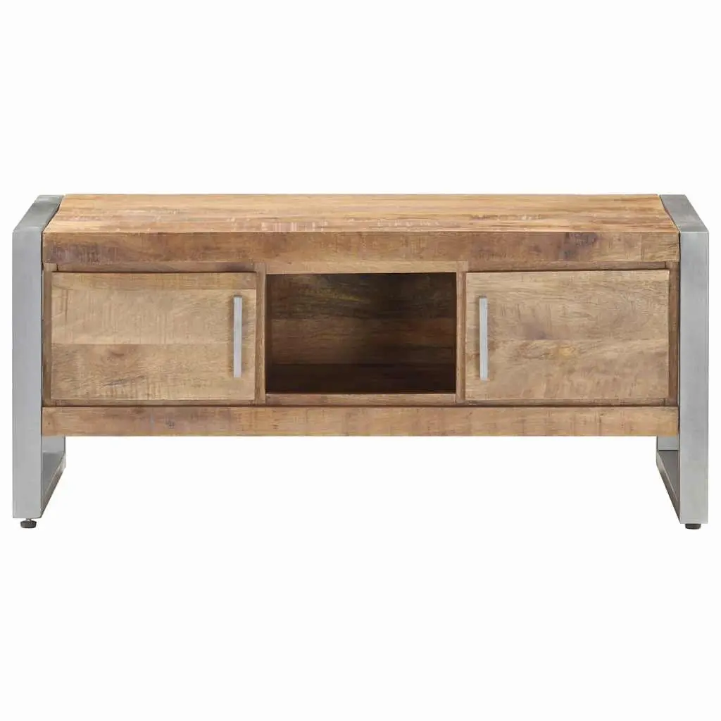 Coffee Table 95x50x40 cm with Storage Doors Compartment Industrial Design