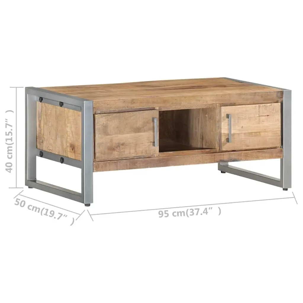 Coffee Table 95x50x40 cm with Storage Doors Compartment Industrial Design