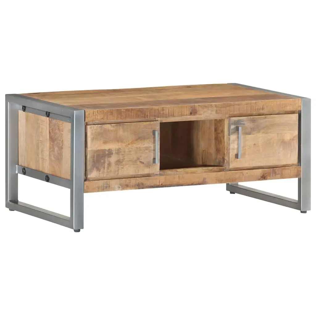 Coffee Table 95x50x40 cm with Storage Doors Compartment Industrial Design