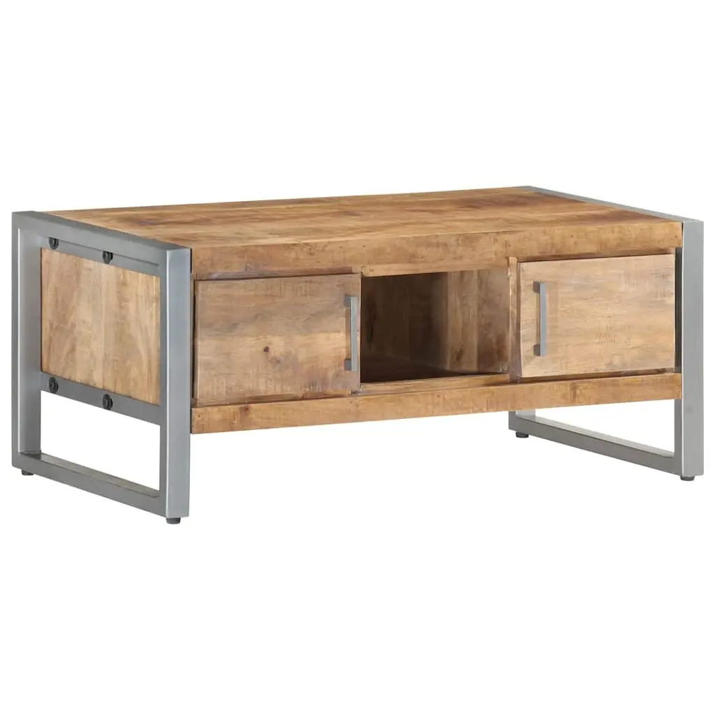 Coffee Table 95x50x40 cm with Storage Doors Compartment Industrial Design