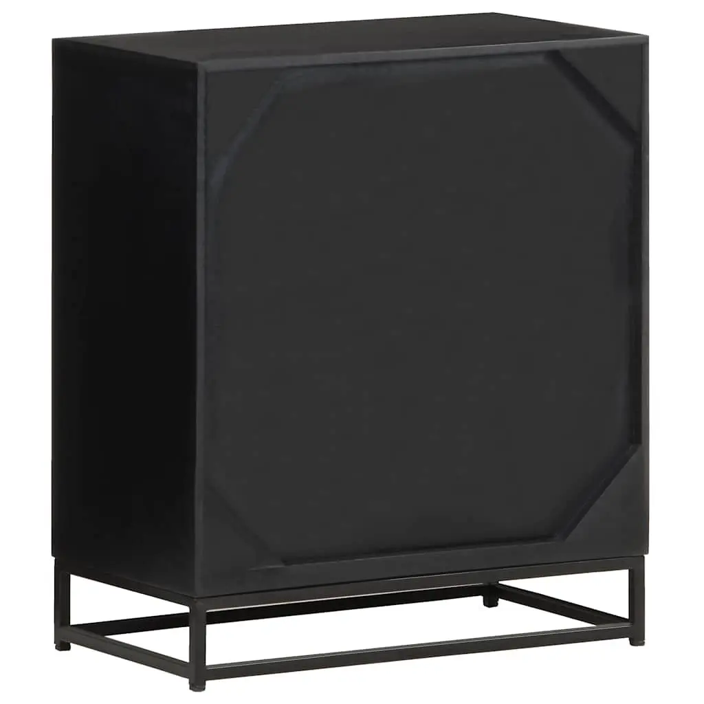 Solid Mango Wood Sideboard Storage Cabinet 60x35x70cm Black Industrial Style