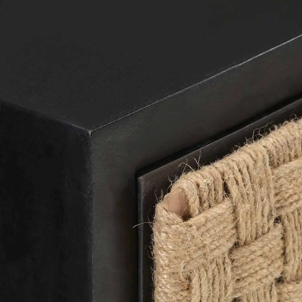 Solid Mango Wood Sideboard Storage Cabinet 60x35x70cm Black Industrial Style