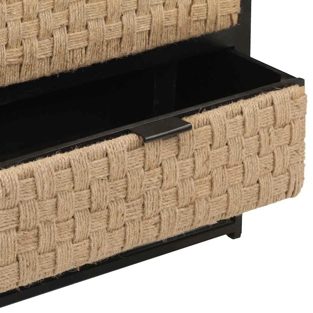 Bedside Cabinet Nightstand 40x30x50 cm Two Drawer Black Wood Storage
