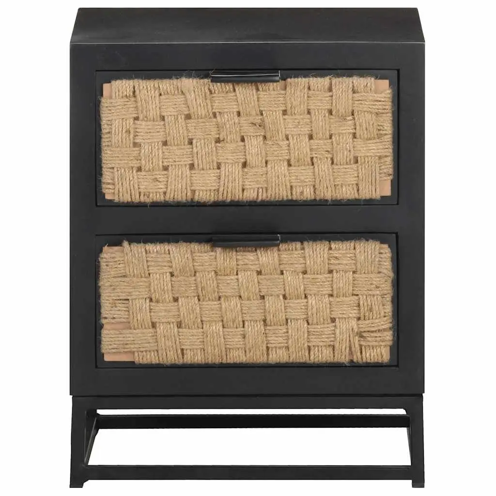 Bedside Cabinet Nightstand 40x30x50 cm Two Drawer Black Wood Storage