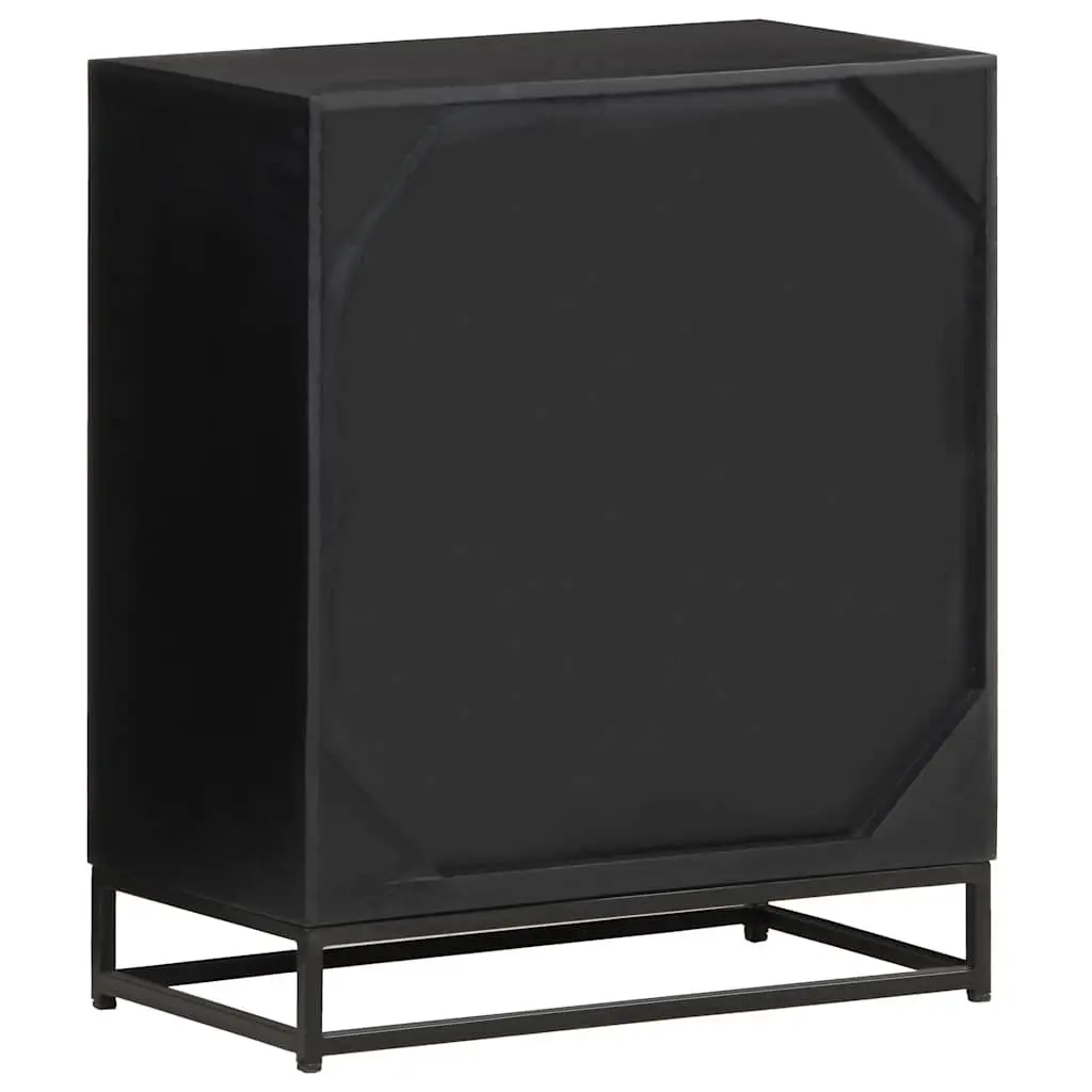 Bedside Cabinet Nightstand 40x30x50 cm Two Drawer Black Wood Storage