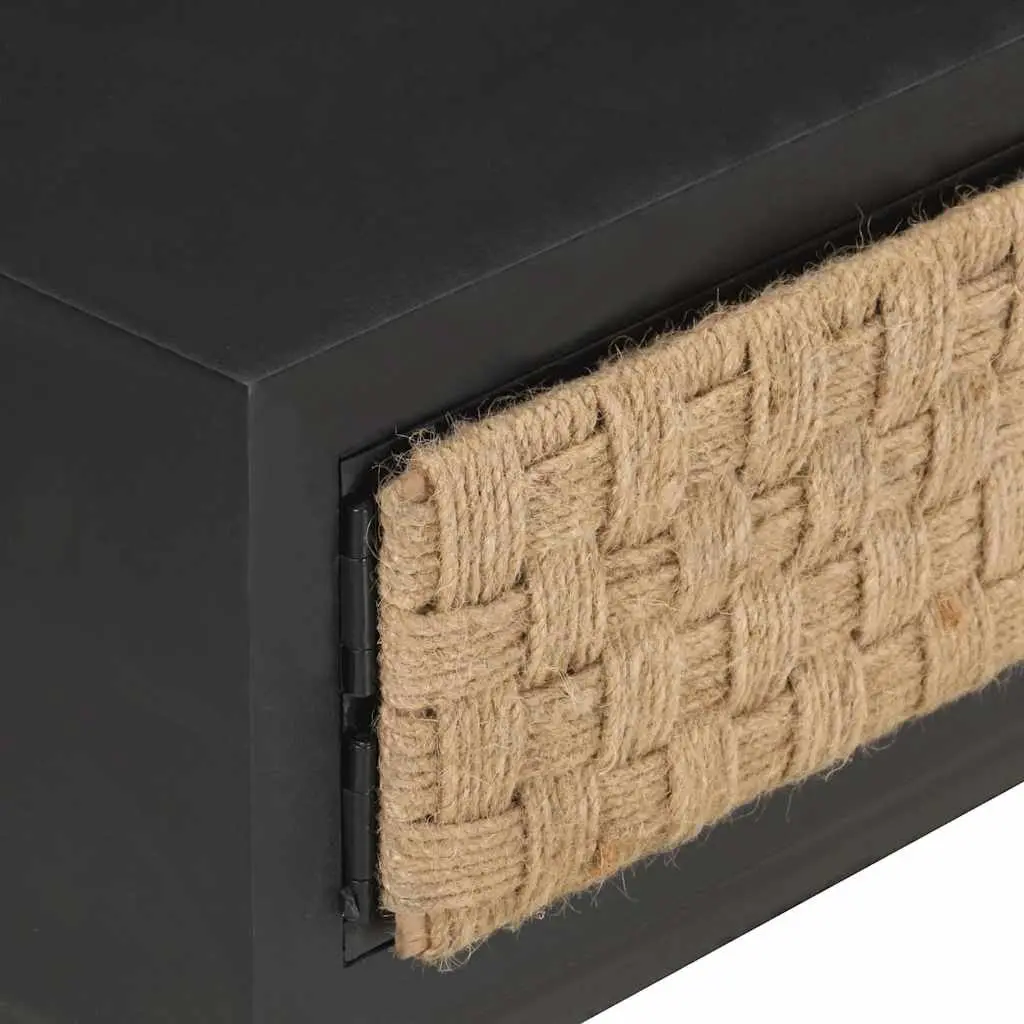 Coffee Table Storage Compartment 90x60x35cm Black Solid Mango Wood Industrial Accent Furniture