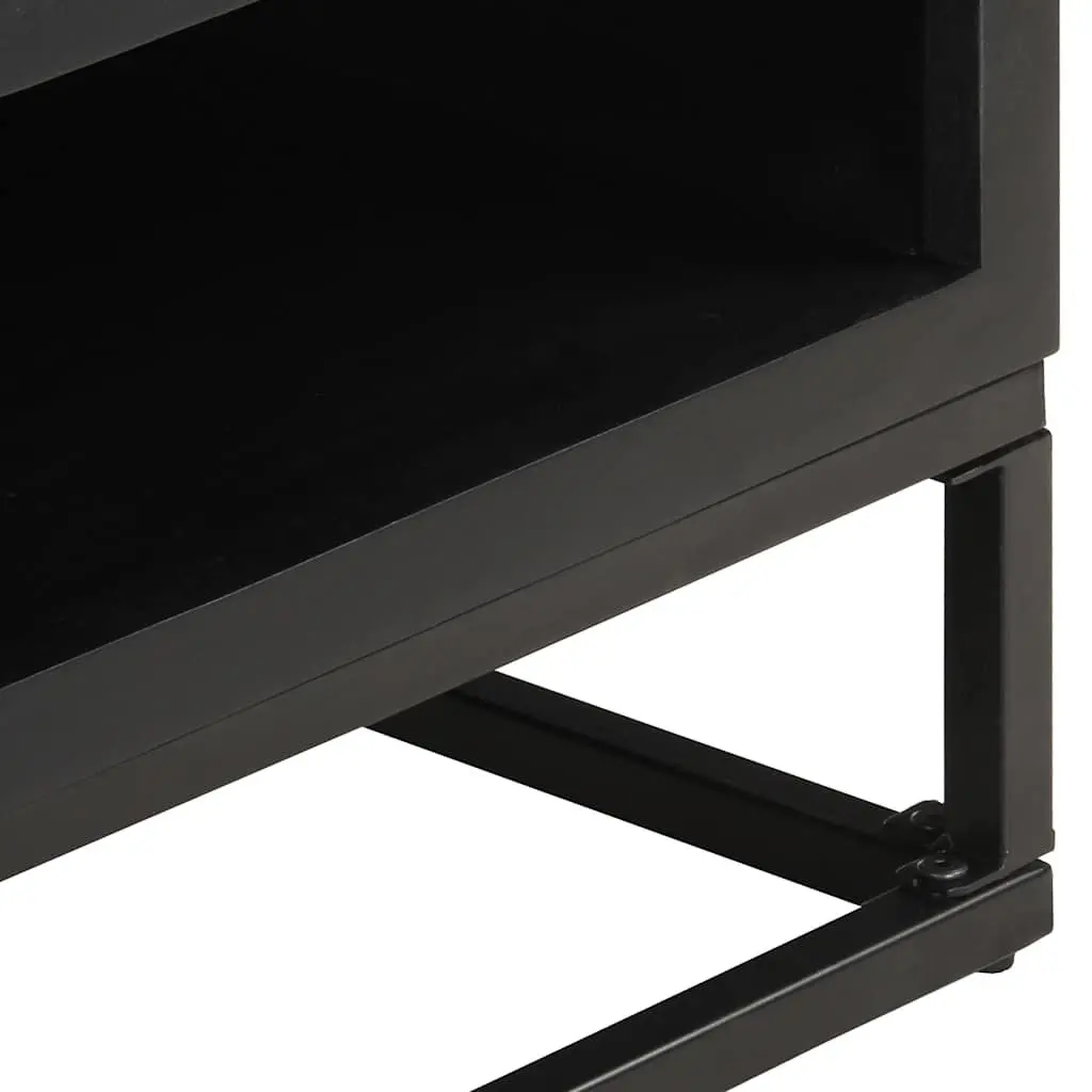 Coffee Table Storage Compartment 90x60x35cm Black Solid Mango Wood Industrial Accent Furniture