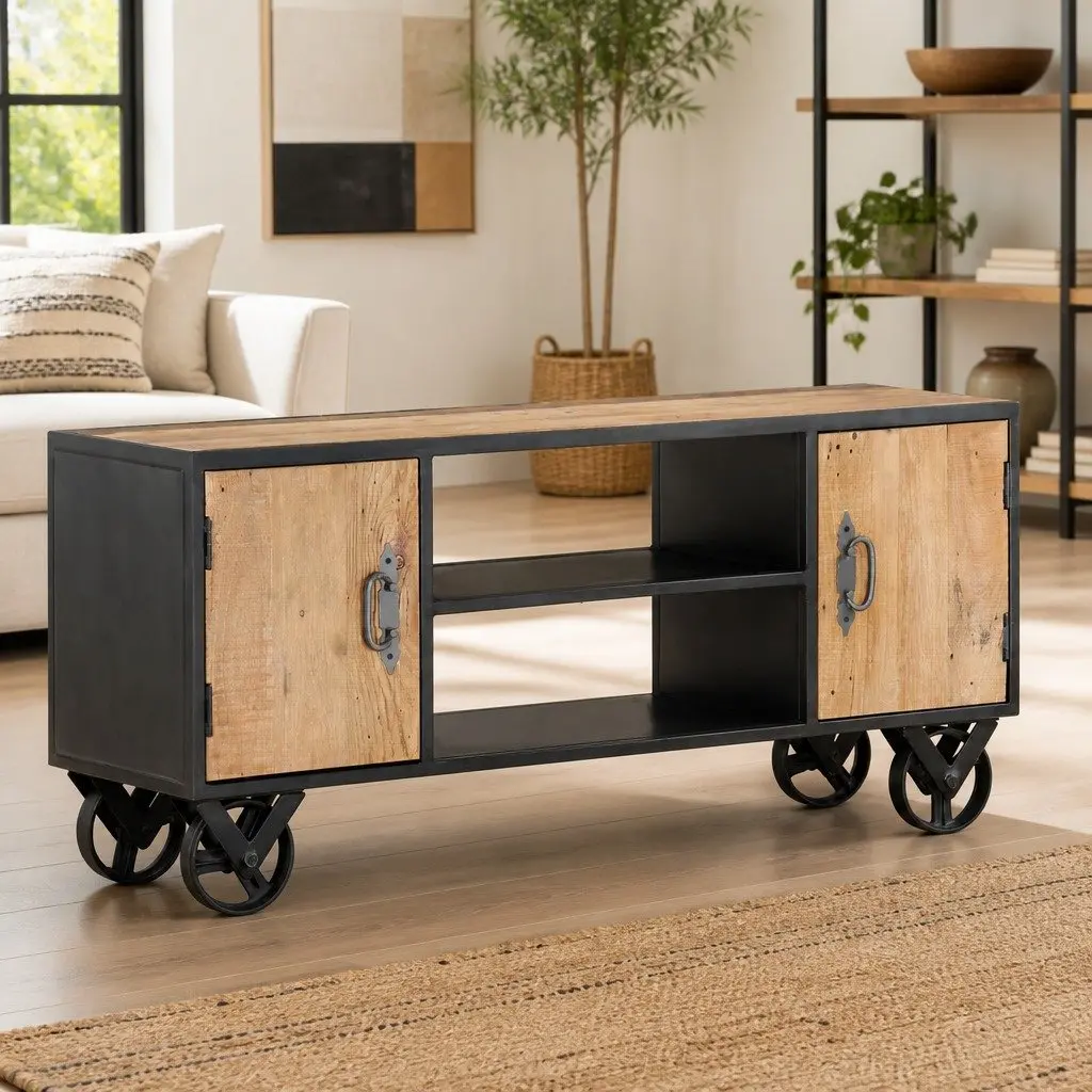 TV Cabinet Industrial Style Storage Unit 110x30x49cm Brown Solid Reclaimed Wood