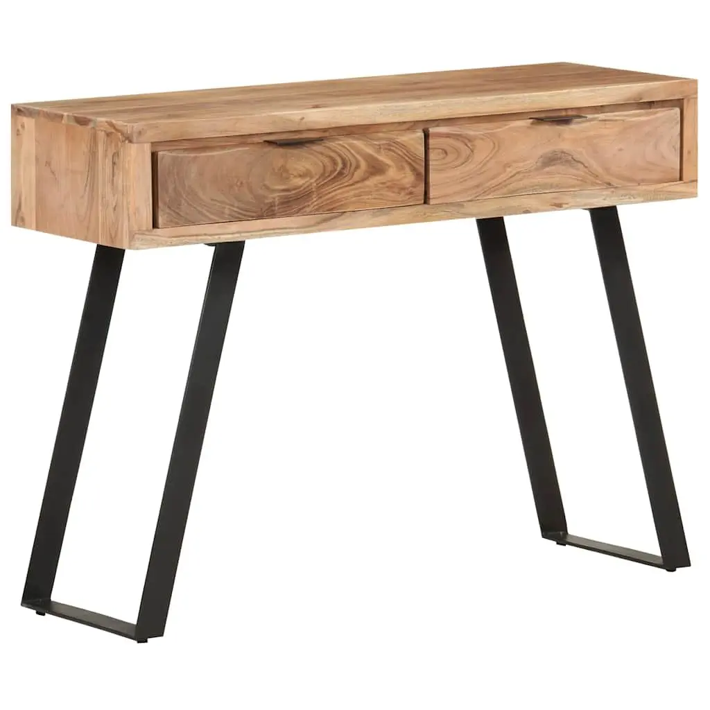 Console Table Storage Drawers 100x35x76 cm Solid Acacia Wood Brown Live Edges