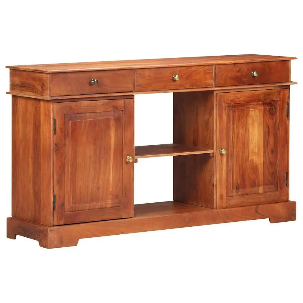 Sideboard Solid Acacia Wood Storage Cabinet 135x35x75cm Brown 2 Doors 3 Drawers