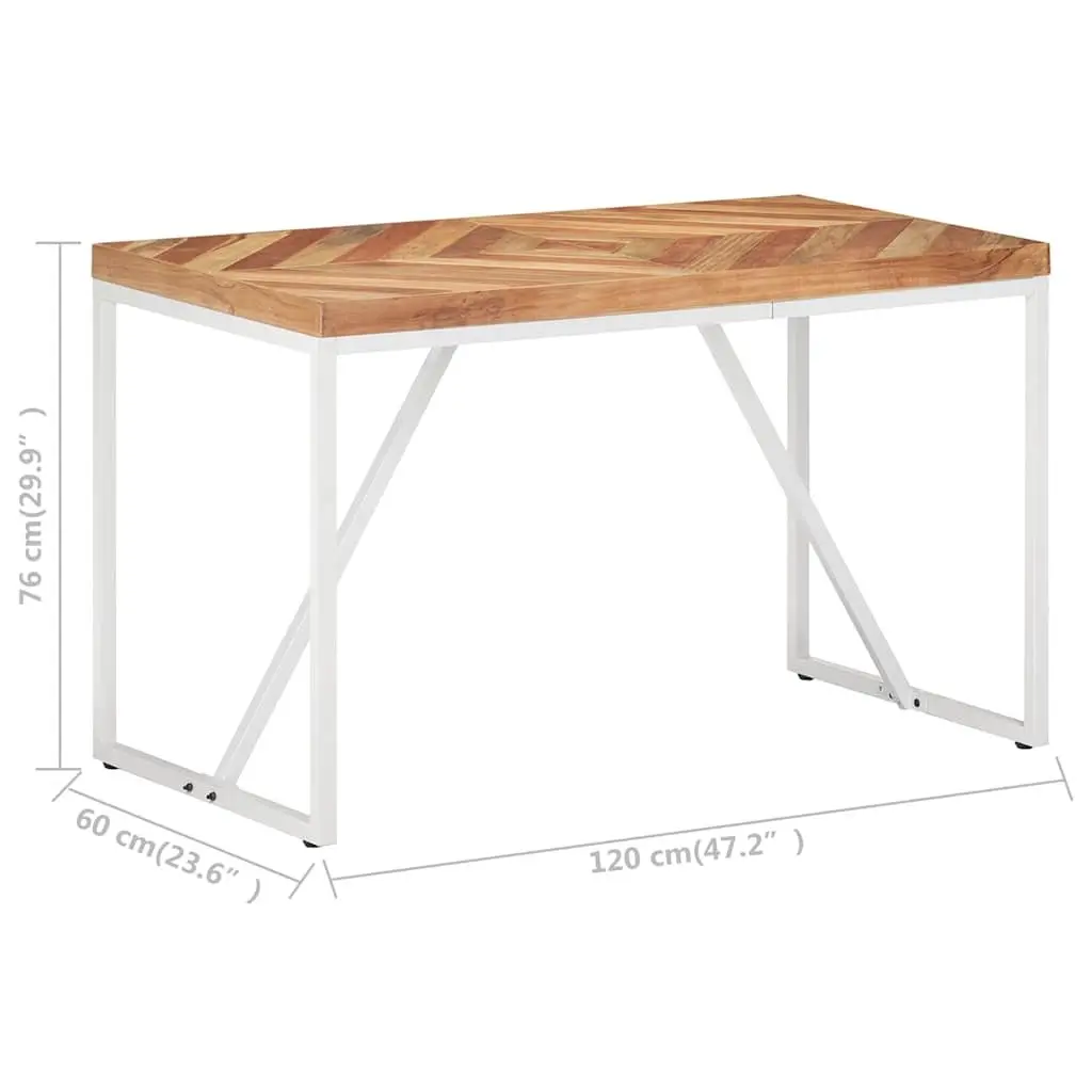 Dining Table 120x60x76 cm Solid Acacia Mango Wood Chevron Mosaic Design Kitchen