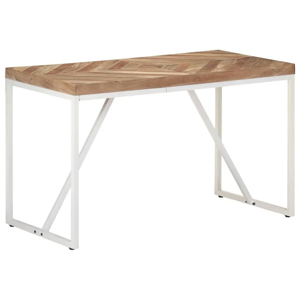 Dining Table 120x60x76 cm Solid Acacia Mango Wood Chevron Mosaic Design Kitchen