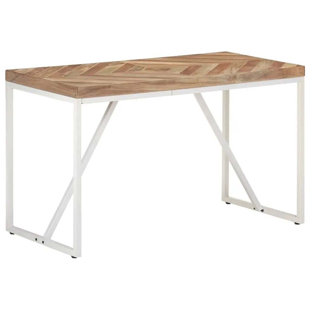 Dining Table 120x60x76 cm Solid Acacia Mango Wood Chevron Mosaic Design Kitchen