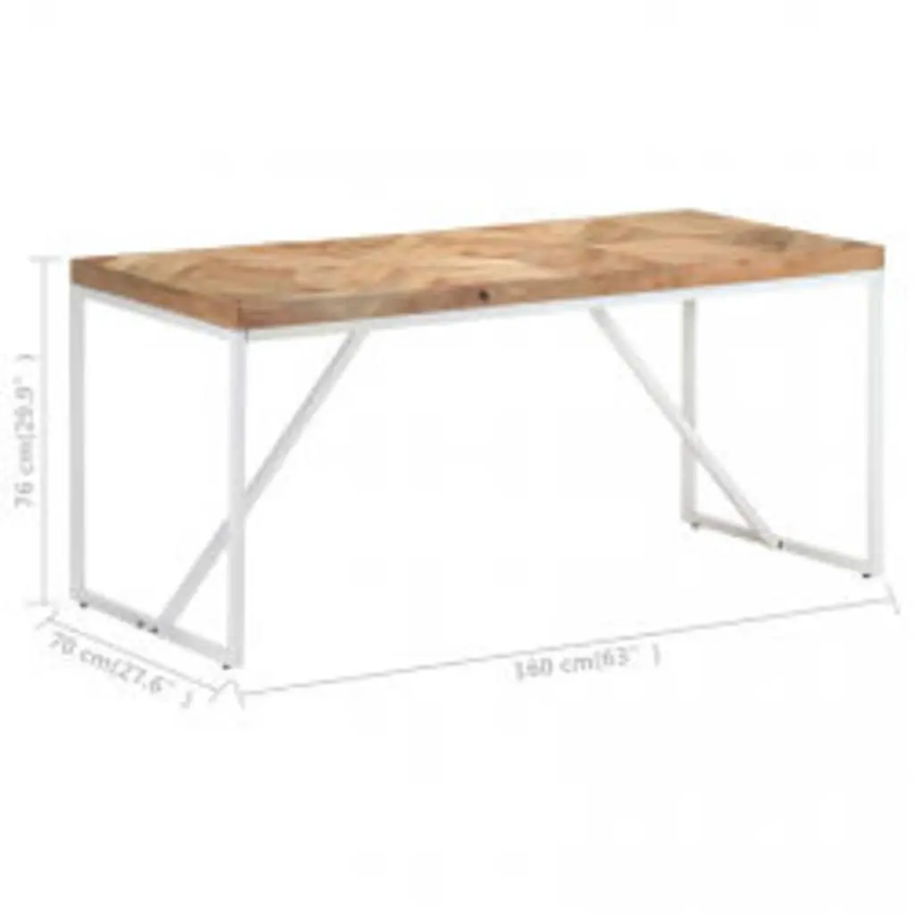 Solid Wood Dining Table 160x70x76cm with Unique Charm