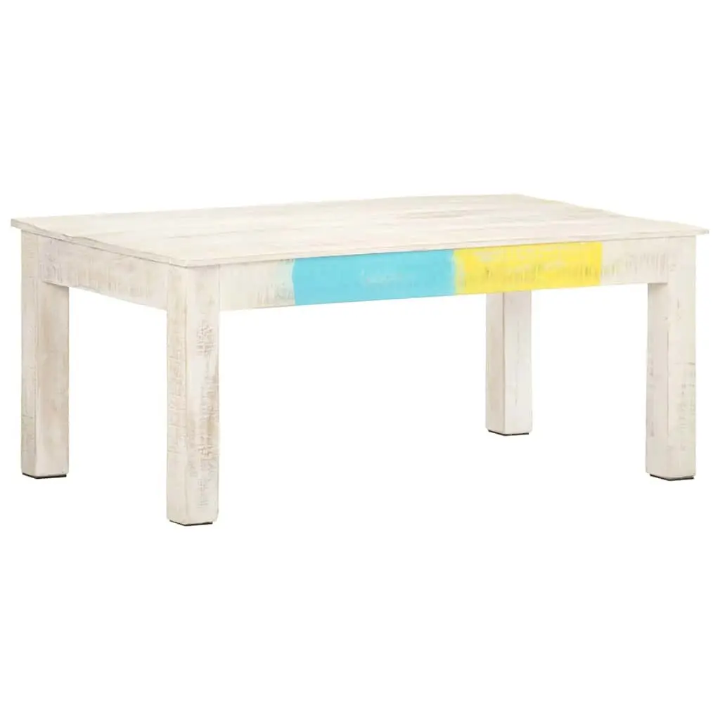 Coffee Table in White Wash Solid Mango Wood