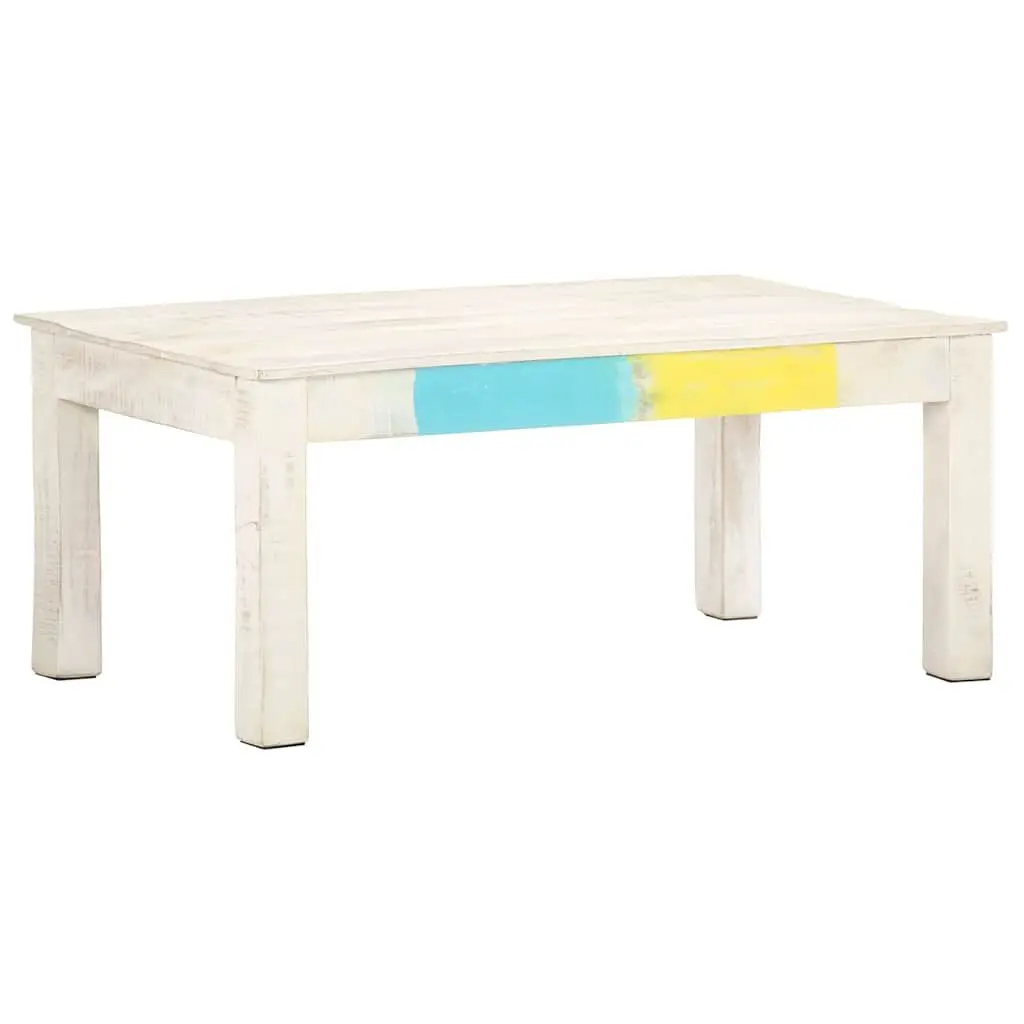 Coffee Table in White Wash Solid Mango Wood