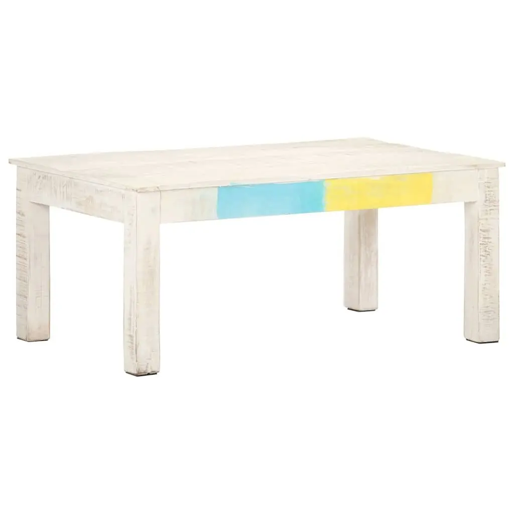 Coffee Table in White Wash Solid Mango Wood