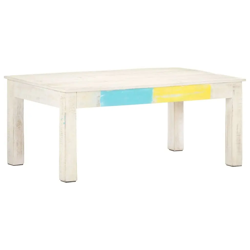 Coffee Table in White Wash Solid Mango Wood