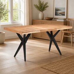 Dining Table 160x80x76 cm Solid Acacia Wood Kitchen Furniture Black