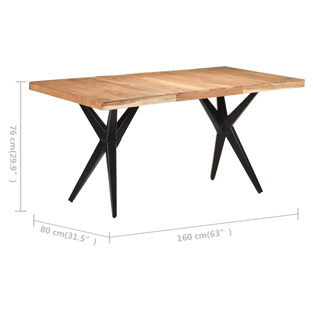 Dining Table Solid Acacia Wood Kitchen Furniture 160x80x76 cm Black
