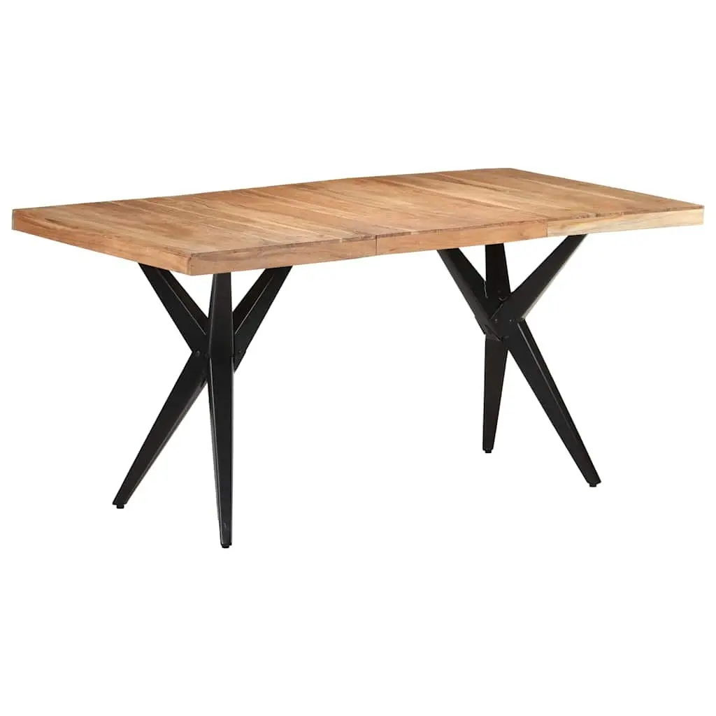 Dining Table Solid Acacia Wood Kitchen Furniture 160x80x76 cm Black
