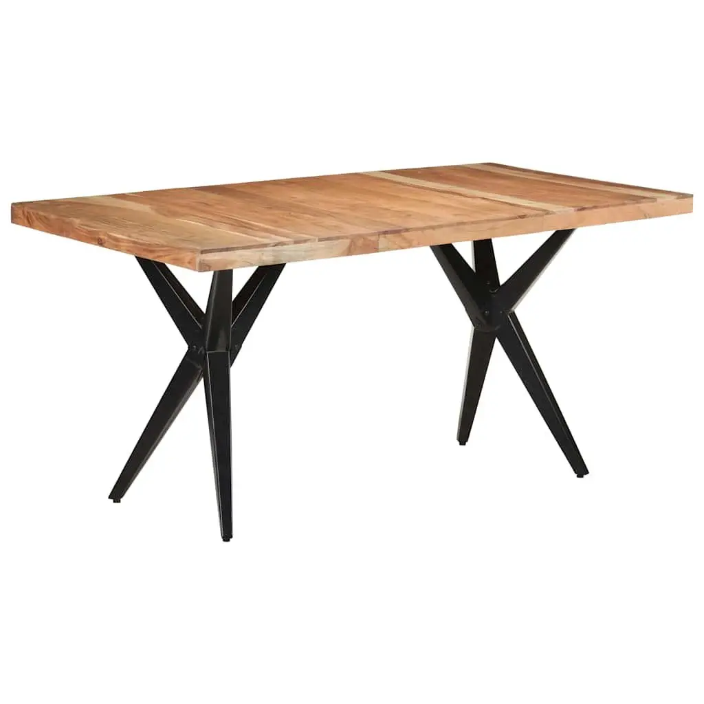 Dining Table Solid Acacia Wood Kitchen Furniture 160x80x76 cm Black