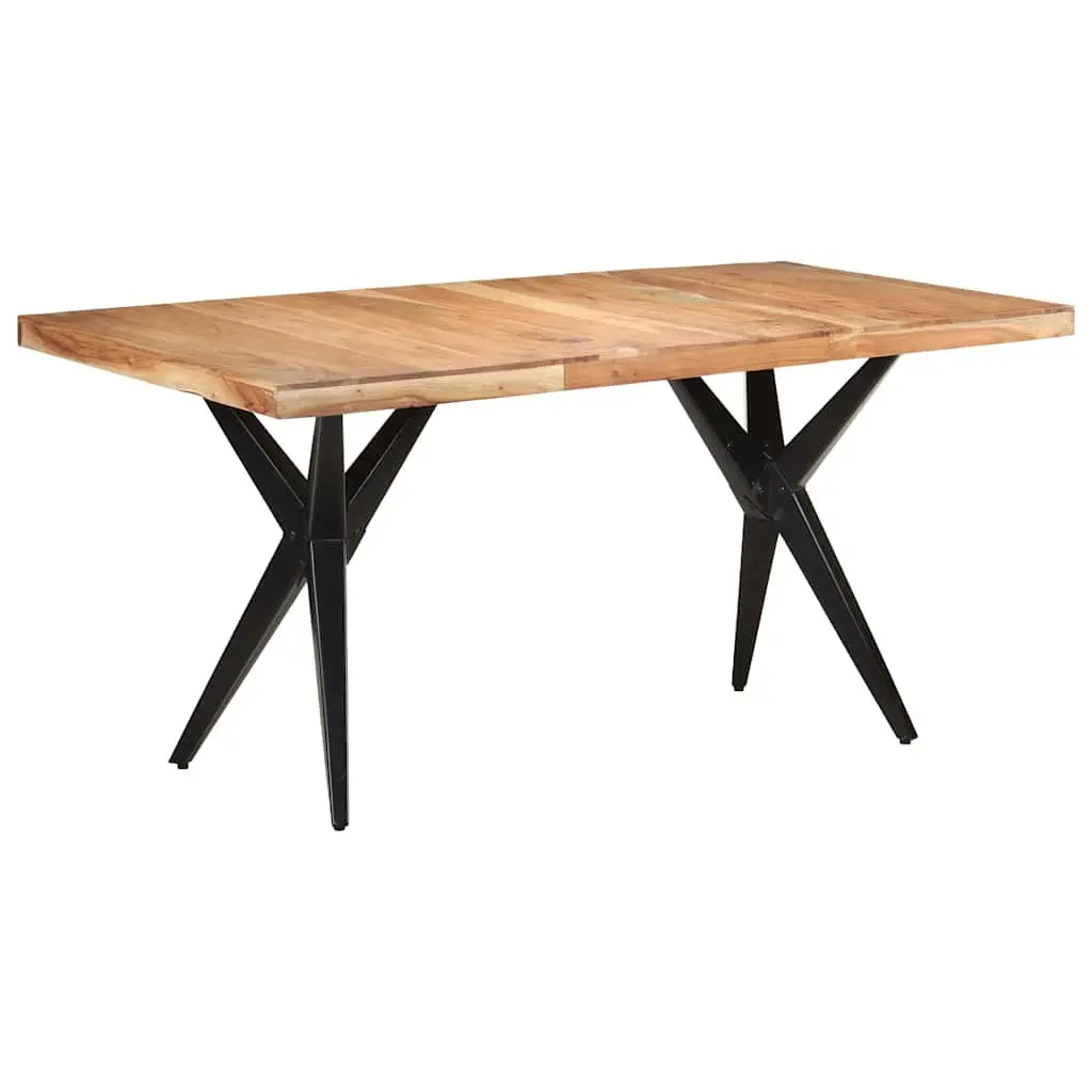 Dining Table Solid Acacia Wood Kitchen Furniture 160x80x76 cm Black