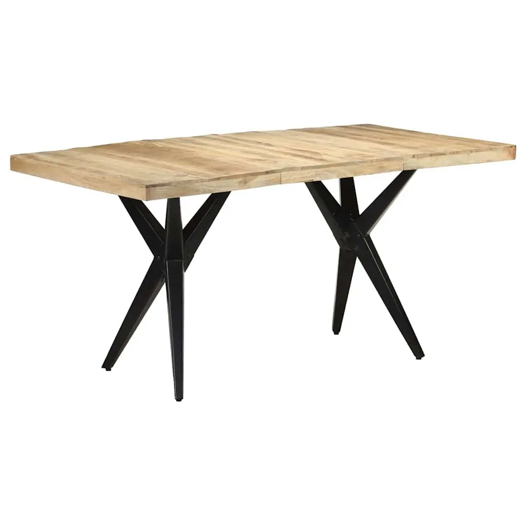Dining Table 160x80x76 cm Rough Mango Wood Kitchen Room Furniture Brown