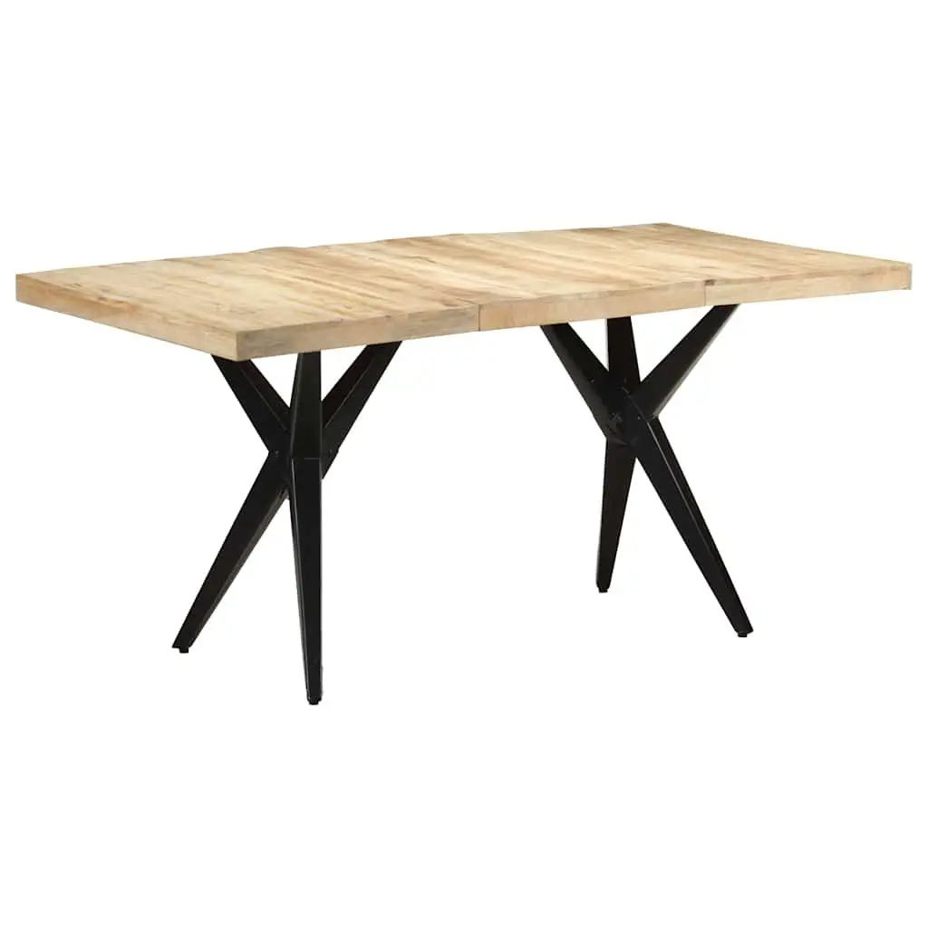 Dining Table 160x80x76 cm Rough Mango Wood Kitchen Room Furniture Brown