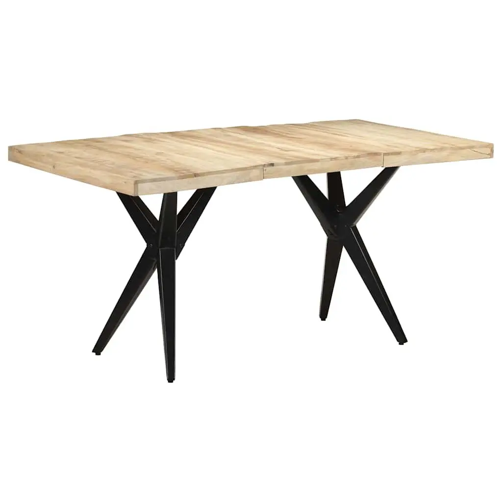 Dining Table 160x80x76 cm Rough Mango Wood Kitchen Room Furniture Brown