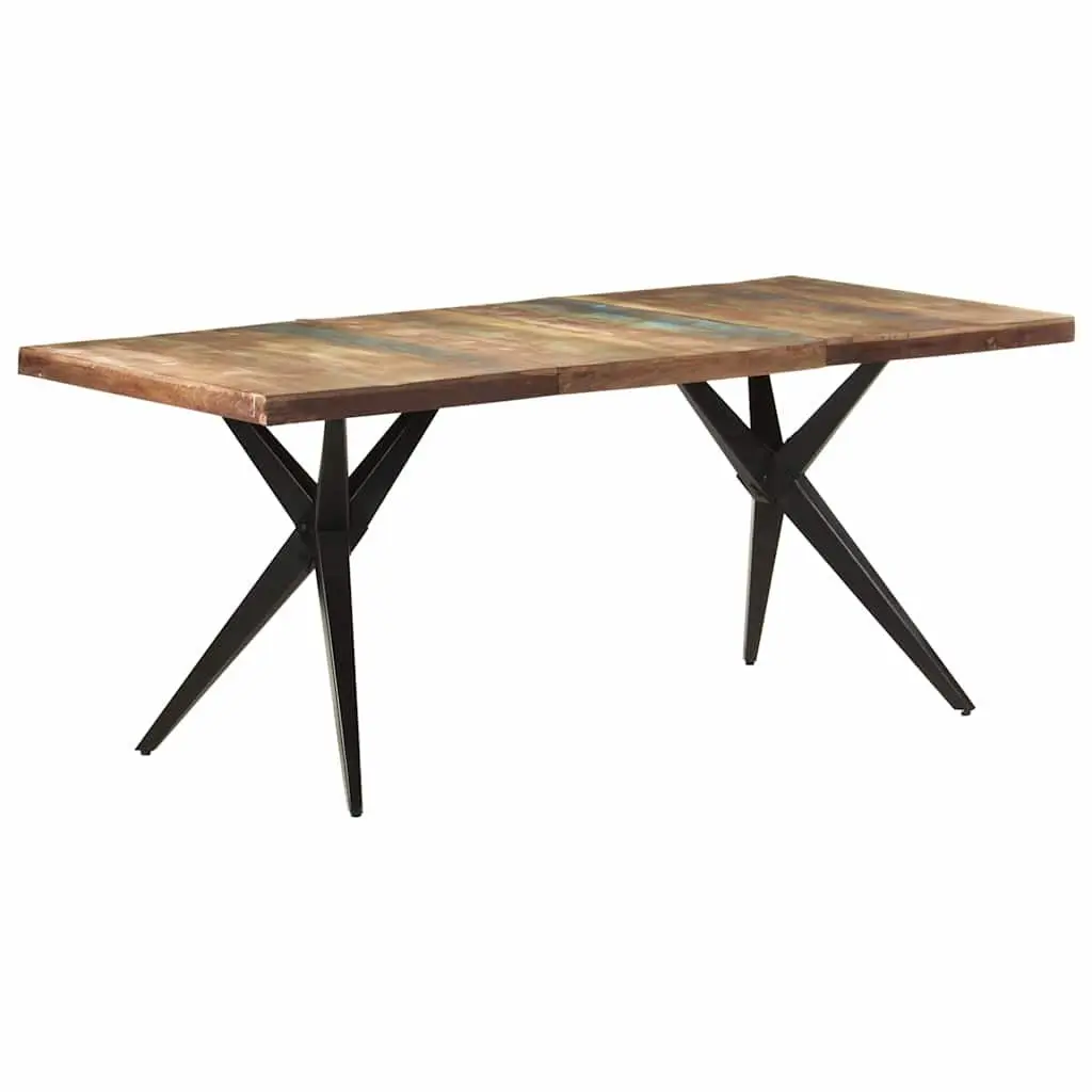 Dining Table Kitchen 180x90x76cm Solid Reclaimed Wood Black Steel Legs
