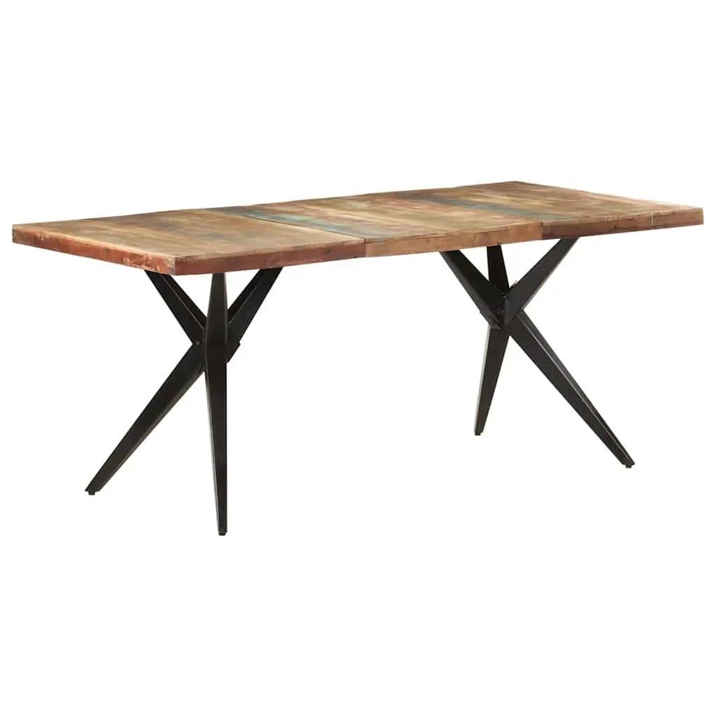 Dining Table Kitchen 180x90x76cm Solid Reclaimed Wood Black Steel Legs