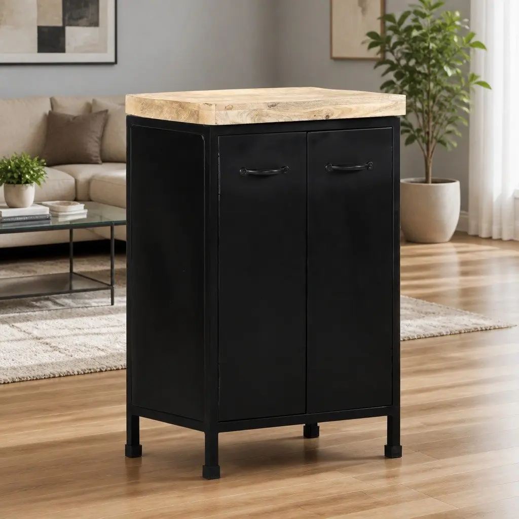 Sideboard Storage Cabinet 47x35x76 cm Brown Rustic Industrial Decor