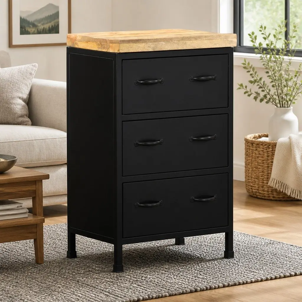 Sideboard Storage Cabinet 47x35x76 cm Brown Rustic Wood with 3 Drawers