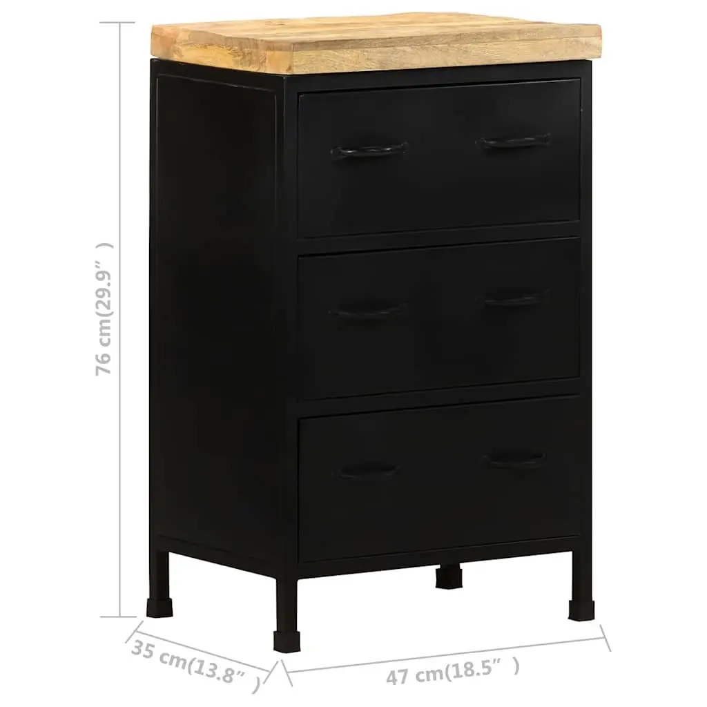 Sideboard Storage Cabinet 47x35x76 cm Brown Rustic Wood with 3 Drawers