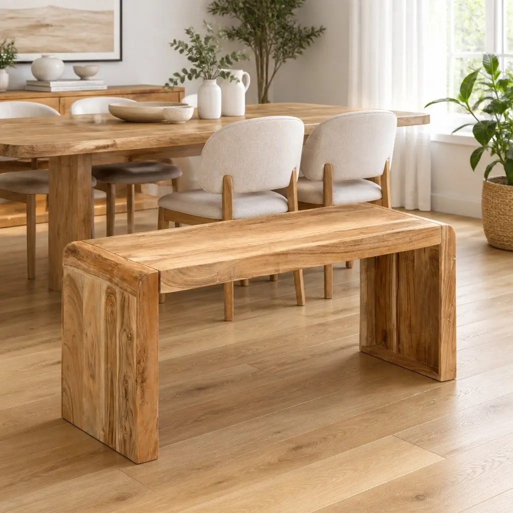 Solid Acacia Wood Bench for Kitchen Hall Entryway 110x38x46cm Brown Durable Seating