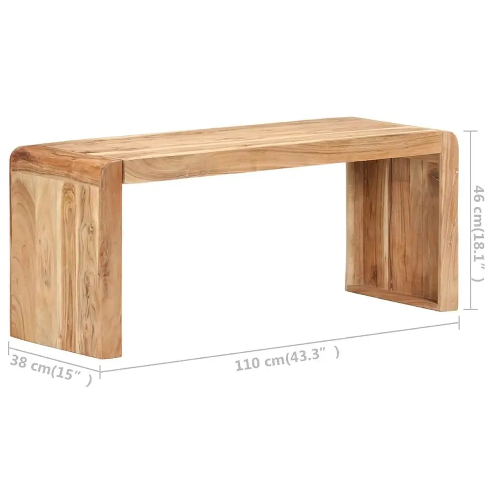 Solid Acacia Wood Bench for Kitchen Hall Entryway 110x38x46cm Brown Durable Seating