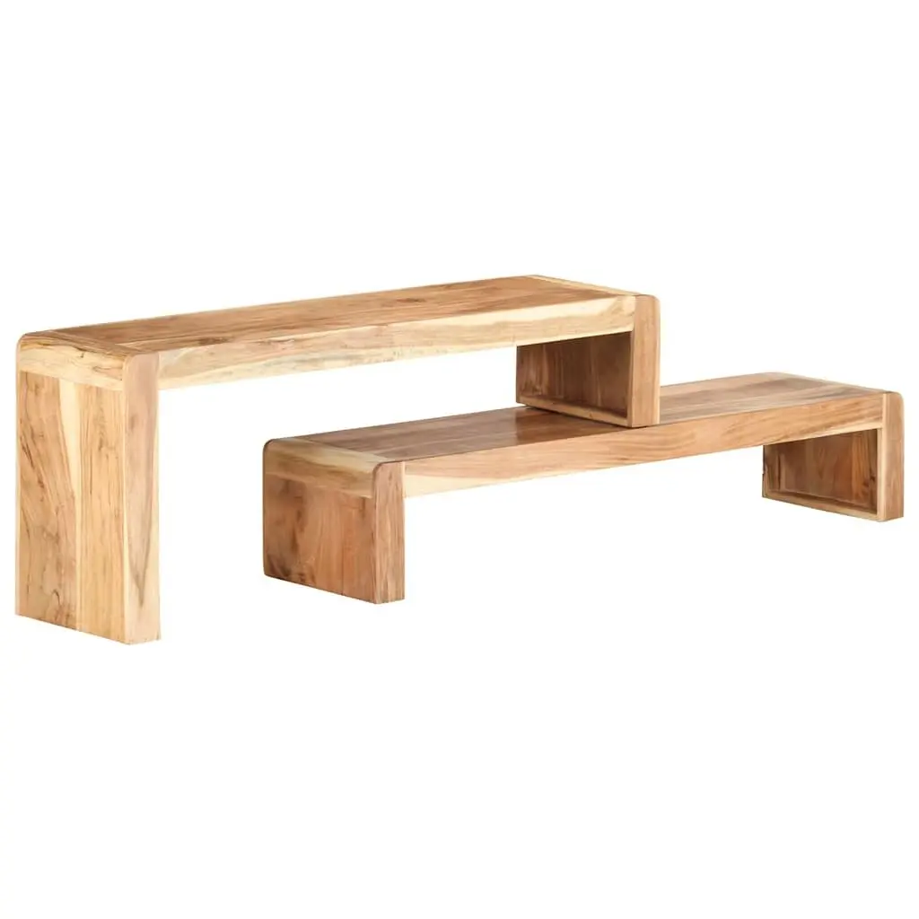 TV Cabinet 2 Piece Solid Wood Industrial Style Living Room Storage Unit Brown