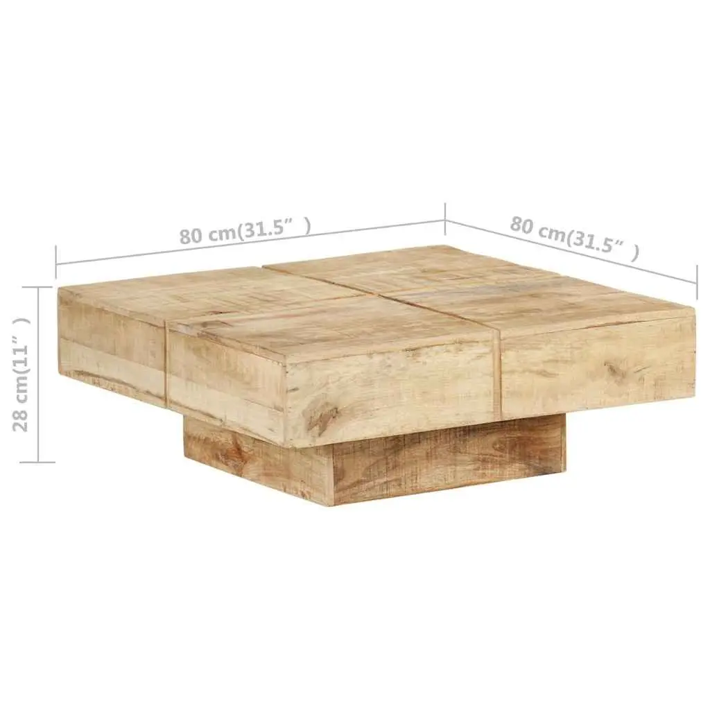 Coffee Table in Solid Mango Wood, Brown Finish
