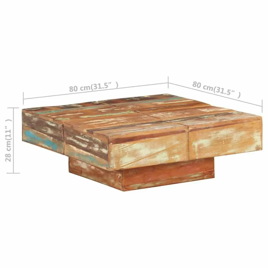 Coffee Table 80x80x28 cm Solid Reclaimed Wood Living Room Accent Furniture Brown