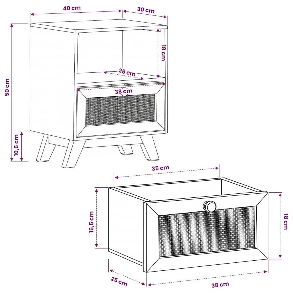 Bedside Cabinet with Drawer and Shelf