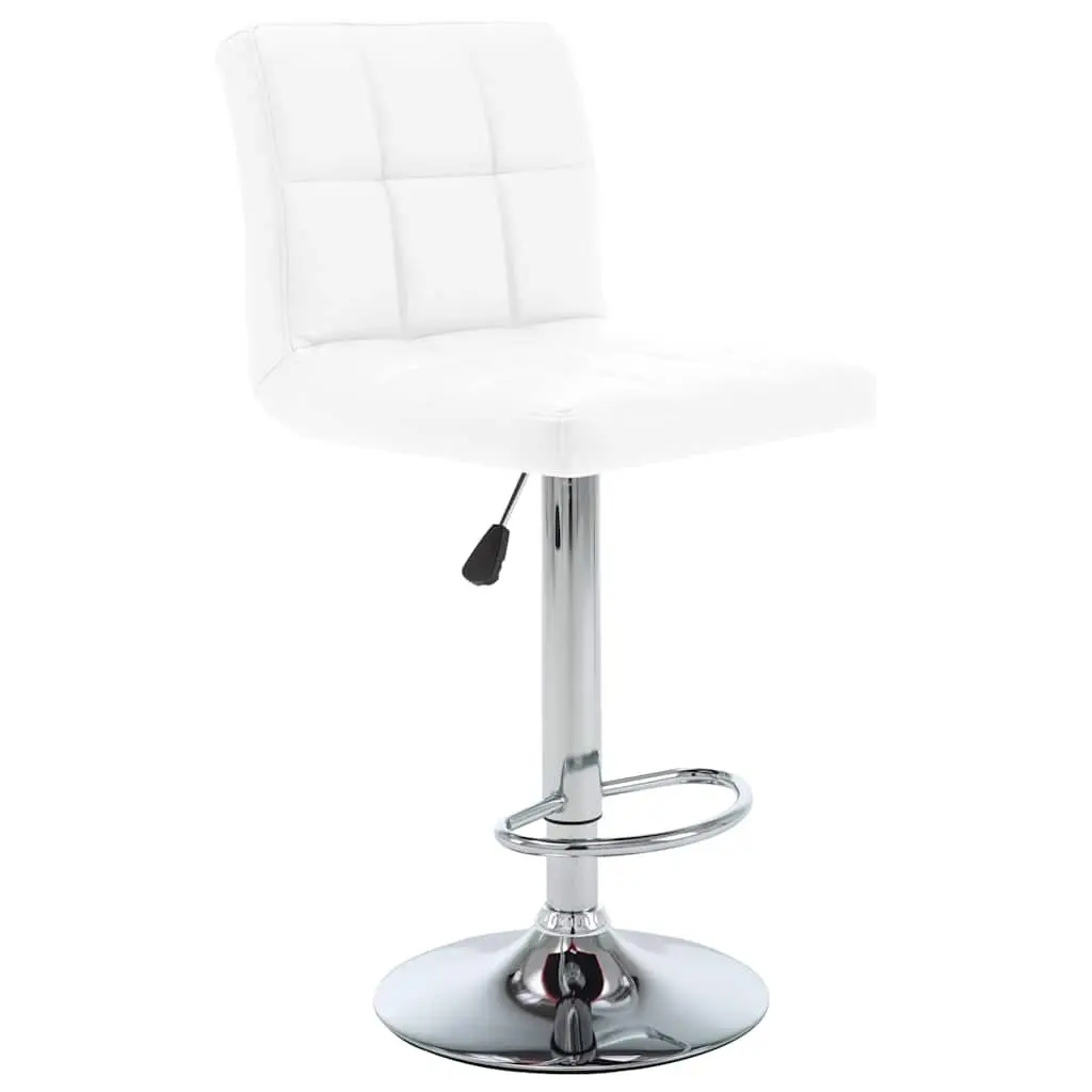Bar Stools Adjustable Height 2 Piece White Faux Leather Chromed Steel