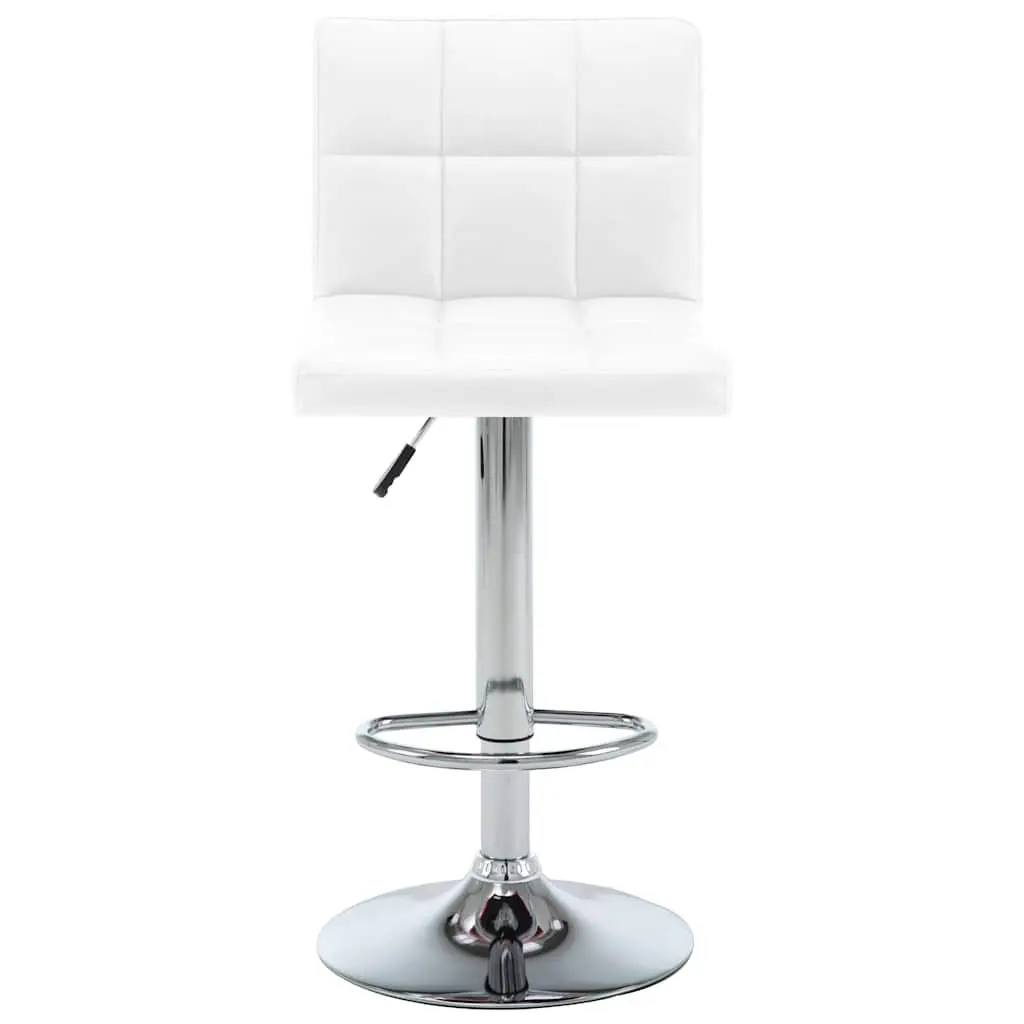 Bar Stools Adjustable Height 2 Piece White Faux Leather Chromed Steel