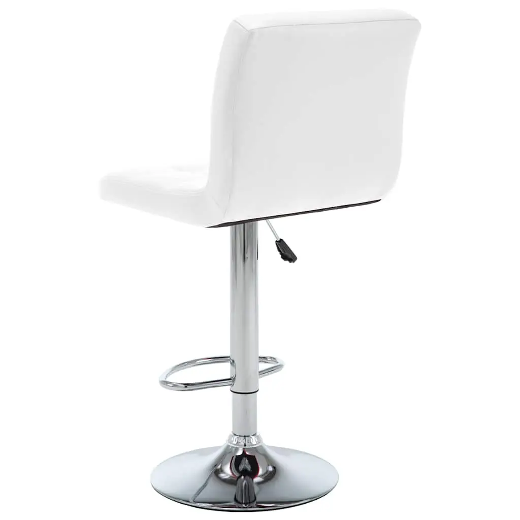 Bar Stools Adjustable Height 2 Piece White Faux Leather Chromed Steel