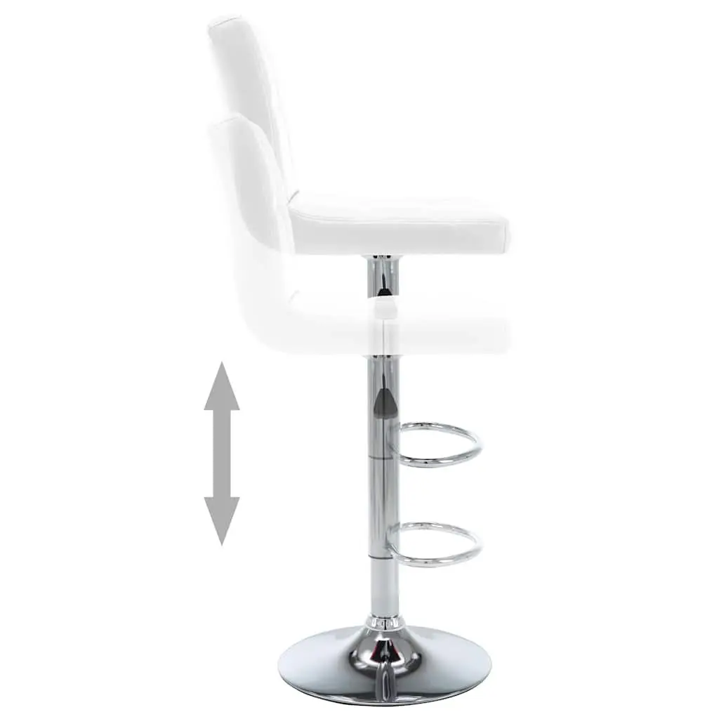 Bar Stools Adjustable Height 2 Piece White Faux Leather Chromed Steel