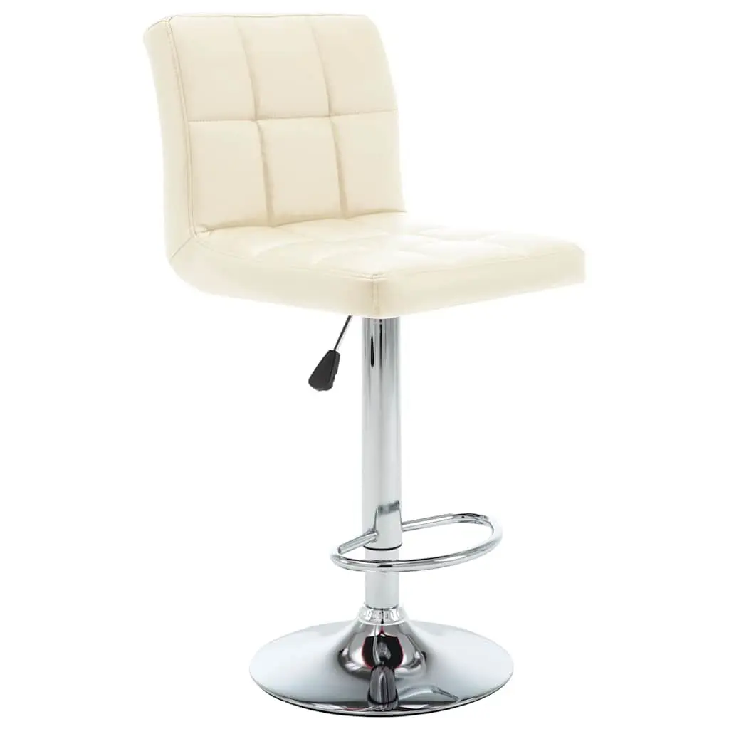 Cream Faux Leather Bar Stools, 2 pcs